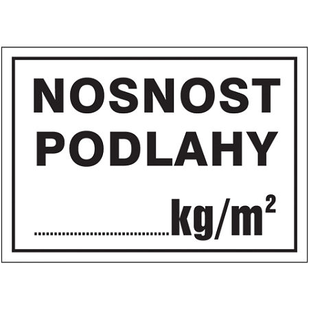 Značka Nosnost podlahy, hliník, 210 × 297 mm